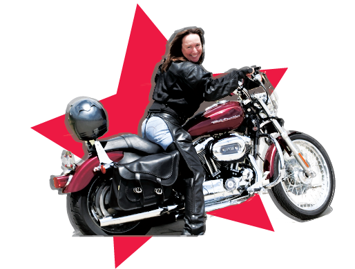 Lisa Lunsford on her motorcycle.